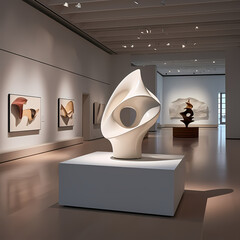 Abstract sculpture in a modern art museum 