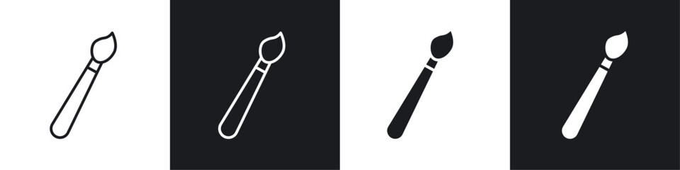 Brush icon vector icon set black filled and outlined style.