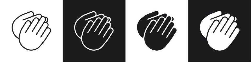 Clap icon vector icon set black filled and outlined style.