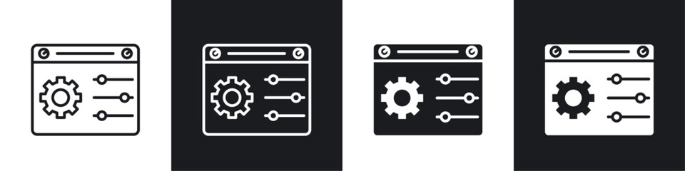 Control panel icon vector icon set black filled and outlined style.