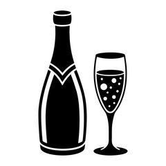 Champagne bottle and glass