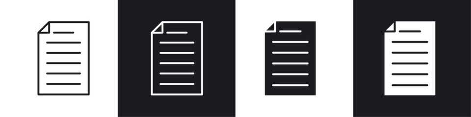 File icon vector icon set black filled and outlined style.