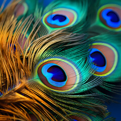 Obraz premium Artistic close-up of a peacock feather. 