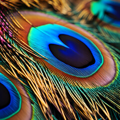 Fototapeta premium Artistic close-up of a peacock feather. 