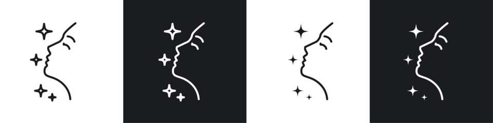 Obraz premium Glowing skin icon vector icon set black filled and outlined style.