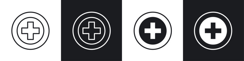 Hospital sign icon vector icon set black filled and outlined style.