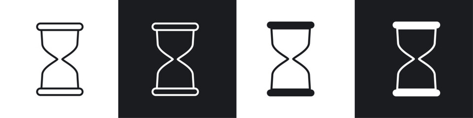 Hourglass icon vector icon set black filled and outlined style.