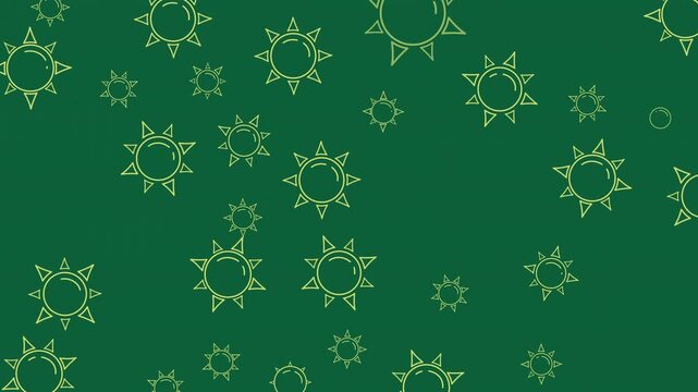 Seamless Loopable Minimalist Chinese Green Color Sun On Castleton Green Color Background
