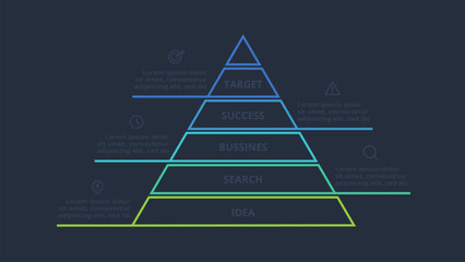 Line concept for infographic with 5 steps, options, parts or processes. Template for web on a black background.