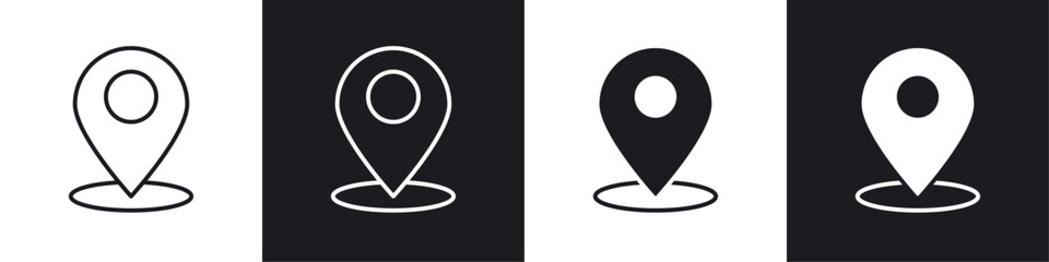 Located icon vector icon set black filled and outlined style.
