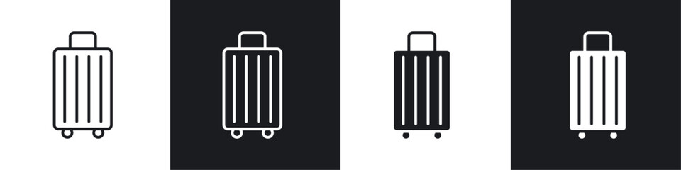Luggage icon vector icon set black filled and outlined style.