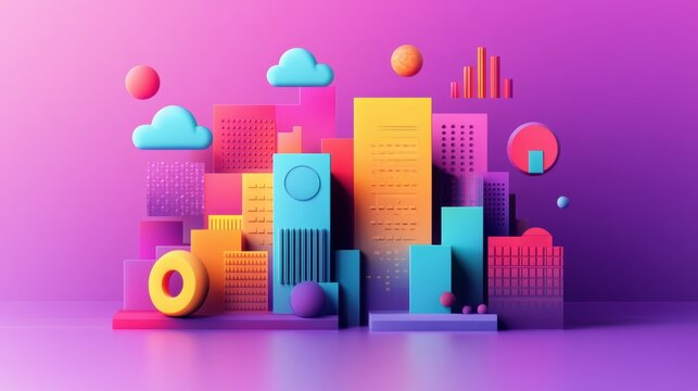 Creative branding strategies with unique visuals and modern design elements, on a pastel purple background