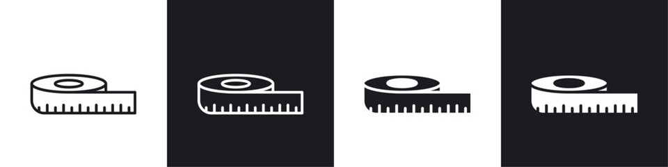 Meter tape icon vector icon set black filled and outlined style.