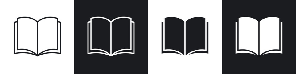 Open Book icon vector icon set black filled and outlined style.