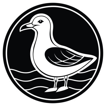 recommend clip art: Seagull bird silhouette line art on white background, vector illustration