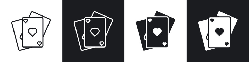 Playing cards icon vector icon set black filled and outlined style.