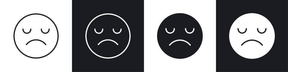 Sad icon vector icon set black filled and outlined style.
