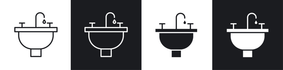 Obraz premium Sink icon vector icon set black filled and outlined style.