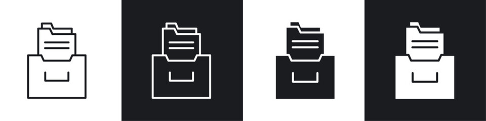 Store files icon vector icon set black filled and outlined style.