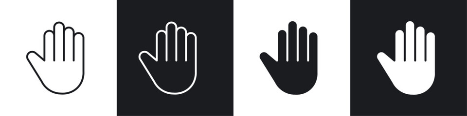 Stop icon vector icon set black filled and outlined style.