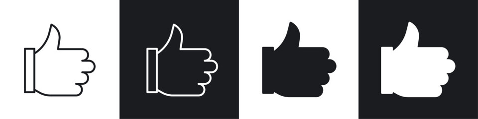 Thumb icon vector icon set black filled and outlined style.
