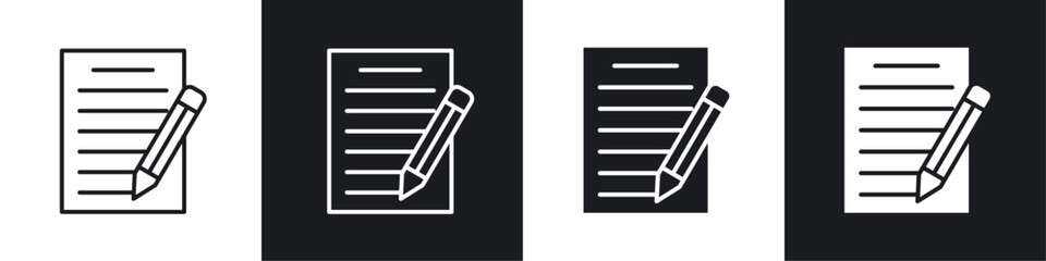 Writing icon vector icon set black filled and outlined style.
