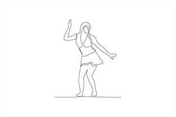 continuous line drawing of a woman dancing