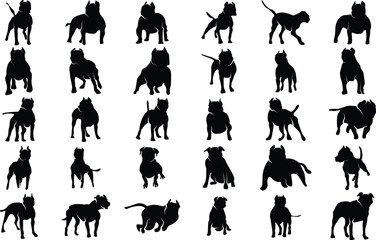American and german dog silhouette for T-Shirt and logo design. Contains bulldog, german shepherd, and etc.
