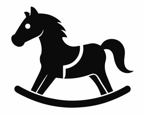 Wooden rocking horse silhouette vector,Horse  icon,Toy horse swing