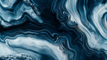Obraz premium Abstract blue and white marble texture with swirling patterns and smooth lines, creating a tranquil and modern feel.