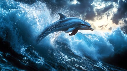 Naklejka premium dolphin jumping out of water