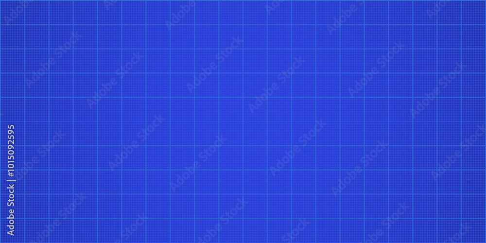 Aufkleber Square grid background with empty space on blue backdrop. Blank grid sheet for technology, drawing and architecture draft, design of square graph paper, notebook pattern