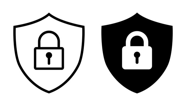 Security icon set, security icon with shield and lock sign