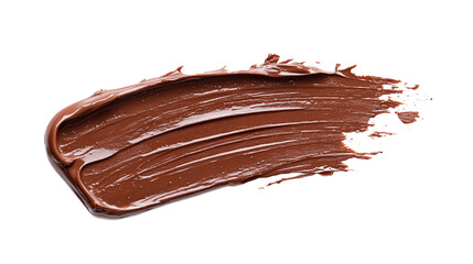 Delicious melted brown chocolate brush stroke on transparent background