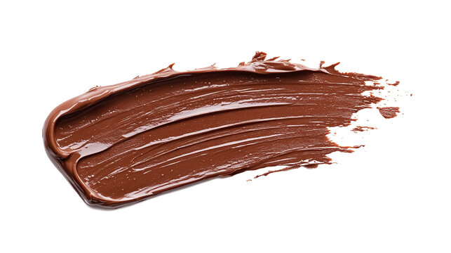 Delicious melted brown chocolate brush stroke on transparent background