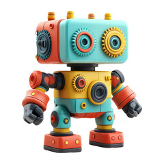 Colorful Steampunkinspired Robot Character with Gears and Mechanical Arms