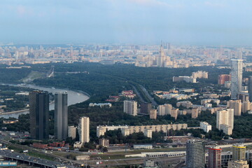Fototapeta premium Top view of Moscow in the summer evening.