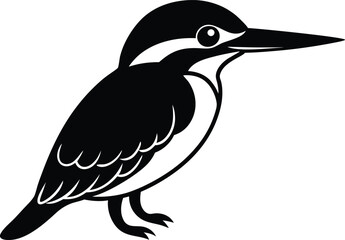 Mockingbird Black Vector Illustration - Detailed Bird Silhouette Design