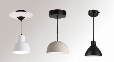 Minimalist ceiling lamp png elements on a plain white background.