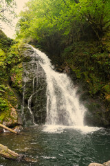 Fototapeta premium Xorroxin waterfall, Bastán Valley, Navarra. Spain. It is one of the emblematic places of Navarra and is located in a place of great beauty, surrounded by lush vegetation.
