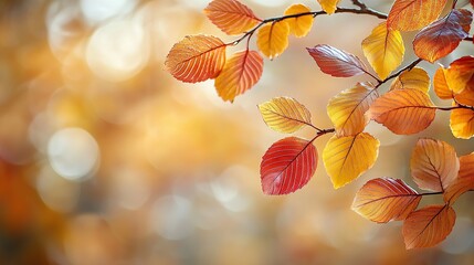 Elegant Autumn Leaves with Blurred Background for Wall Art or Home Decor, autumn background, place for text