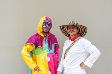 Two Friends in Traditional and Carnival Costumes Posing Together