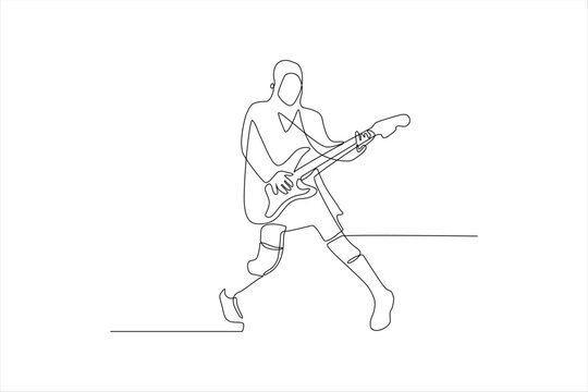 recommend clip art: continuous line drawing of a musician playing guitar