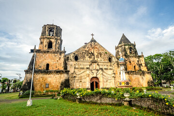 Miag-ao Church, Iloilo, Philippines. An 18th-century place of worship built by Spanish Catholic missionaries featuring Baroque architecture considered UNESCO world heritage site