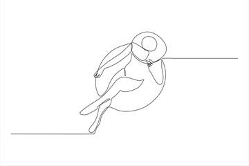 one line drawing of a woman lying on a chair