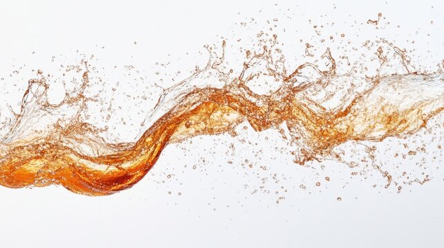 Dynamic splash of coke isolated on a white background, capturing the moment of a refreshing burst of fizzy cola in mid-air