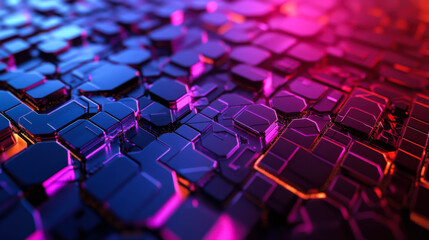 Obraz premium Colorful abstract background with orange and blue light bokeh, resembling a molecular structure, showcasing vibrant details and contrast