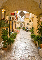Old architecture of downtown in Bari, Apulia, Italy