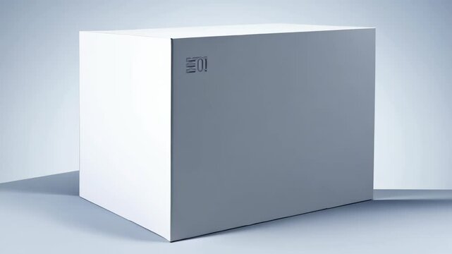 Minimalist white rectangular box mockup with a clean design, ideal for showcasing packaging or branding.