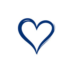 Hand-drawn style blue heart with dynamic outline, isolated on transparent background, Generative AI